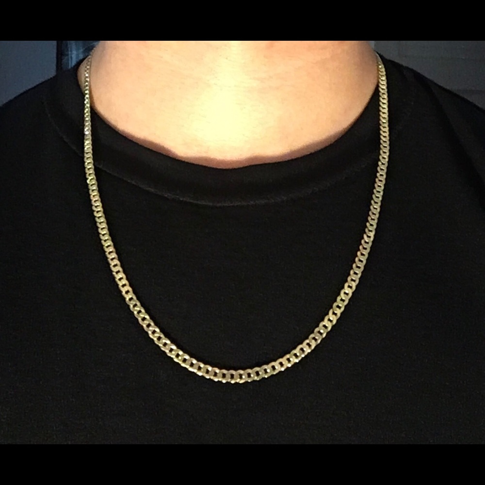 Gold Chain Gold Vermeil Cuban 24in 4mm .925 Italy